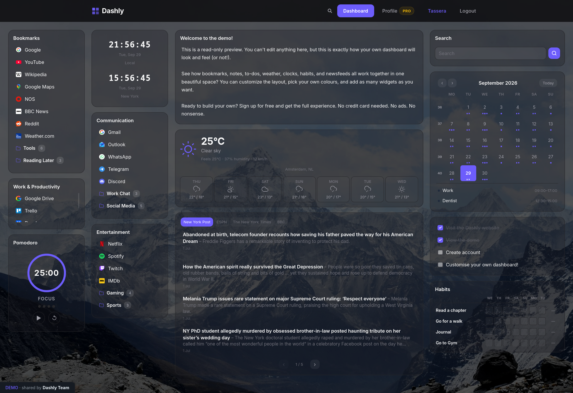 The Dashly home page.